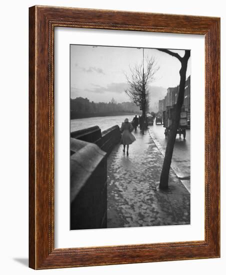 People Walking Through Dublin in the Rain-Tony Linck-Framed Photographic Print