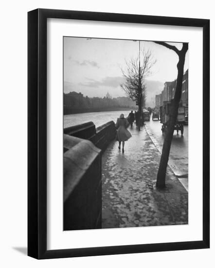 People Walking Through Dublin in the Rain-Tony Linck-Framed Photographic Print