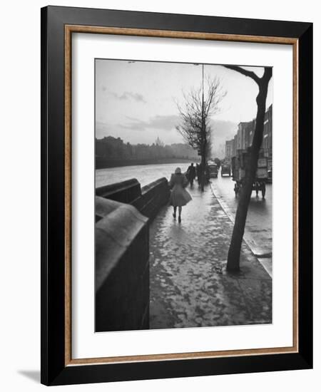 People Walking Through Dublin in the Rain-Tony Linck-Framed Photographic Print