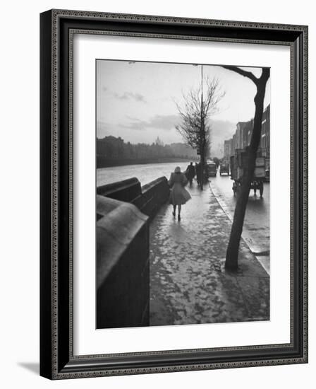 People Walking Through Dublin in the Rain-Tony Linck-Framed Photographic Print