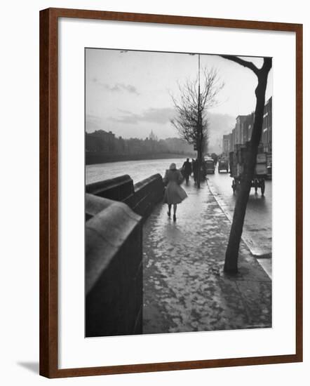 People Walking Through Dublin in the Rain-Tony Linck-Framed Photographic Print