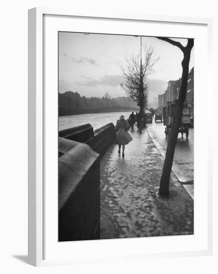 People Walking Through Dublin in the Rain-Tony Linck-Framed Photographic Print