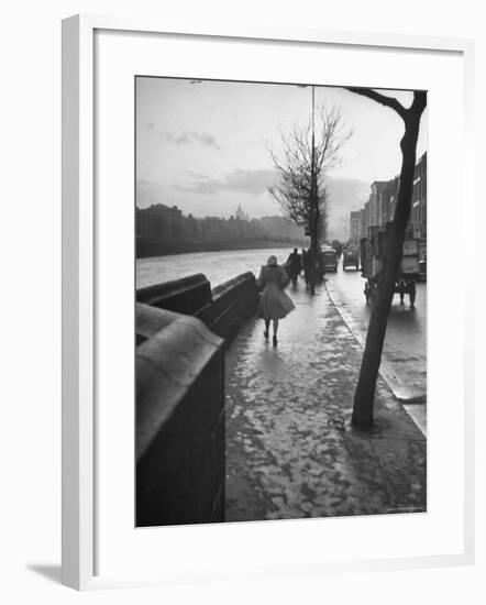 People Walking Through Dublin in the Rain-Tony Linck-Framed Photographic Print