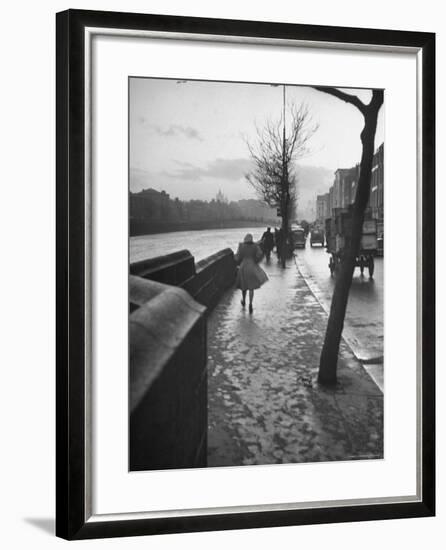 People Walking Through Dublin in the Rain-Tony Linck-Framed Photographic Print