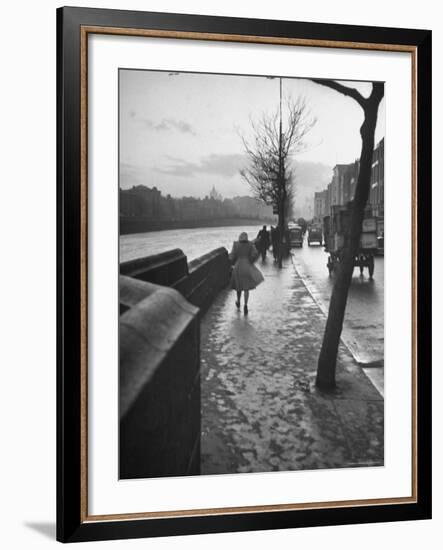 People Walking Through Dublin in the Rain-Tony Linck-Framed Photographic Print