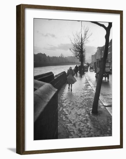 People Walking Through Dublin in the Rain-Tony Linck-Framed Photographic Print