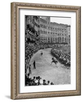 People Watching Horse Race that Is Traditional Part of the Palio Celebration-Walter Sanders-Framed Photographic Print