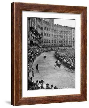 People Watching Horse Race that Is Traditional Part of the Palio Celebration-Walter Sanders-Framed Photographic Print