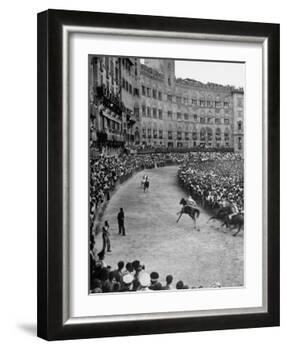 People Watching Horse Race that Is Traditional Part of the Palio Celebration-Walter Sanders-Framed Photographic Print