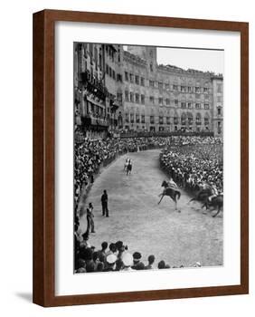 People Watching Horse Race that Is Traditional Part of the Palio Celebration-Walter Sanders-Framed Photographic Print