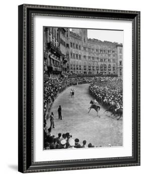 People Watching Horse Race that Is Traditional Part of the Palio Celebration-Walter Sanders-Framed Photographic Print