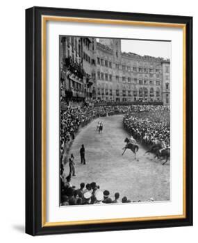 People Watching Horse Race that Is Traditional Part of the Palio Celebration-Walter Sanders-Framed Photographic Print