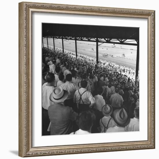 People Watching Horse Racing--Framed Photographic Print