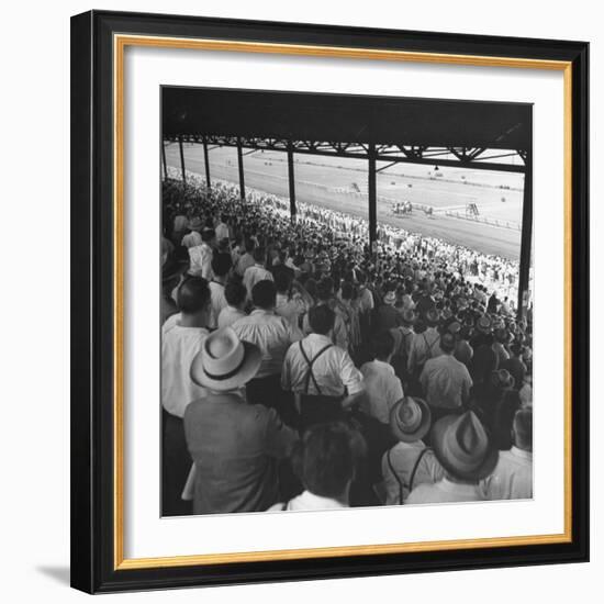 People Watching Horse Racing-null-Framed Photographic Print