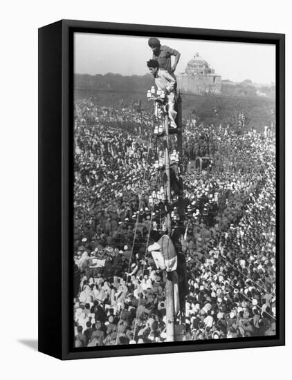 People Watching Mohandas K. Gandhi's Funeral from Tower-Margaret Bourke-White-Framed Premier Image Canvas