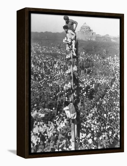 People Watching Mohandas K. Gandhi's Funeral from Tower-Margaret Bourke-White-Framed Premier Image Canvas