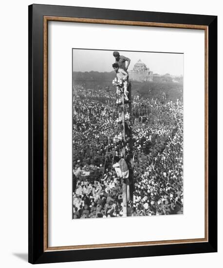 People Watching Mohandas K. Gandhi's Funeral from Tower-Margaret Bourke-White-Framed Premium Photographic Print