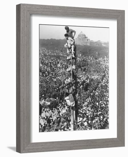 People Watching Mohandas K. Gandhi's Funeral from Tower-Margaret Bourke-White-Framed Photographic Print