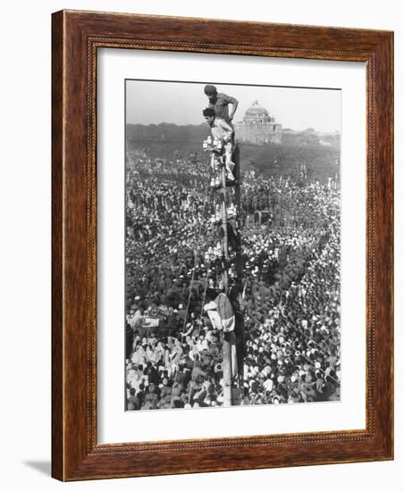 People Watching Mohandas K. Gandhi's Funeral from Tower-Margaret Bourke-White-Framed Photographic Print