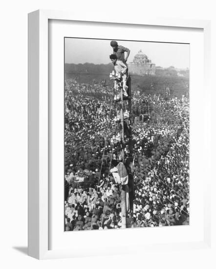 People Watching Mohandas K. Gandhi's Funeral from Tower-Margaret Bourke-White-Framed Photographic Print