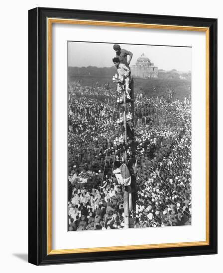 People Watching Mohandas K. Gandhi's Funeral from Tower-Margaret Bourke-White-Framed Photographic Print