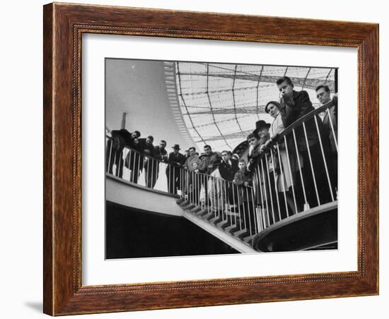 People Watching Remote Control Metal "Hands" in Atomic Energy Exhibit at Brussels World's Fair-Michael Rougier-Framed Photographic Print