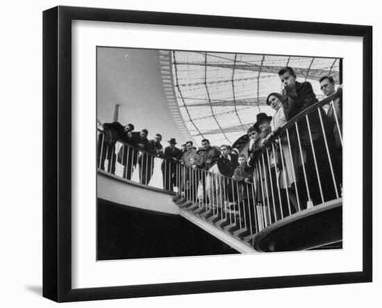 People Watching Remote Control Metal "Hands" in Atomic Energy Exhibit at Brussels World's Fair-Michael Rougier-Framed Photographic Print