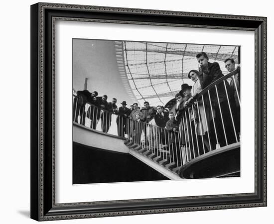 People Watching Remote Control Metal "Hands" in Atomic Energy Exhibit at Brussels World's Fair-Michael Rougier-Framed Photographic Print