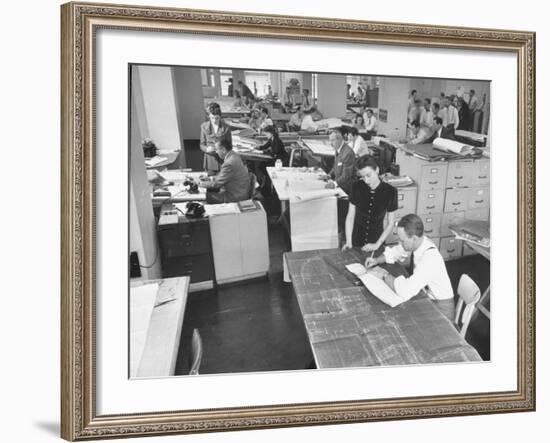 People Working in a Drafting Room-Bernard Hoffman-Framed Photographic Print