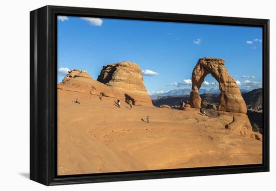 Peoples at Delicate Arch at golden hour, Arches National Park, Moab, Grand County, Utah, United Sta-Francesco Vaninetti-Framed Premier Image Canvas