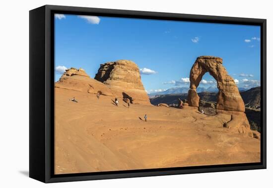 Peoples at Delicate Arch at golden hour, Arches National Park, Moab, Grand County, Utah, United Sta-Francesco Vaninetti-Framed Premier Image Canvas