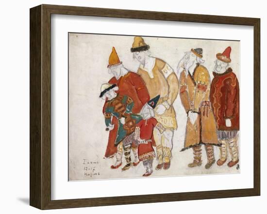 Peoples. Costume Design for the Opera Prince Igor by A. Borodin, 1914-Nicholas Roerich-Framed Giclee Print