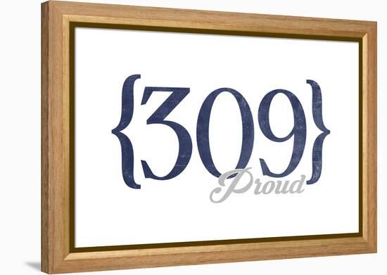 Peoria, Illinois - 309 Area Code (Blue)-Lantern Press-Framed Stretched Canvas