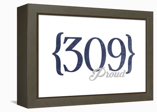 Peoria, Illinois - 309 Area Code (Blue)-Lantern Press-Framed Stretched Canvas