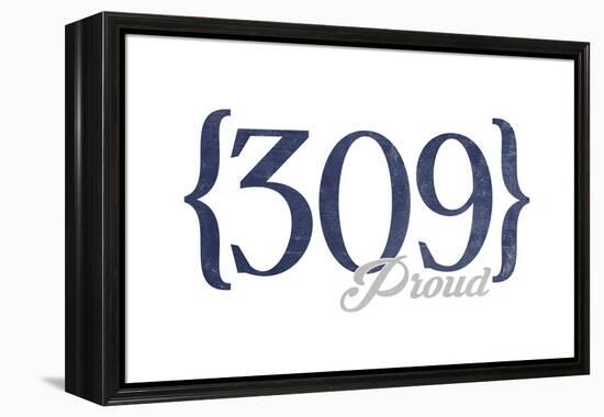 Peoria, Illinois - 309 Area Code (Blue)-Lantern Press-Framed Stretched Canvas