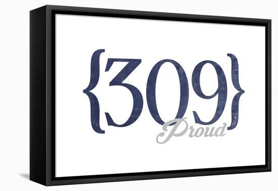 Peoria, Illinois - 309 Area Code (Blue)-Lantern Press-Framed Stretched Canvas