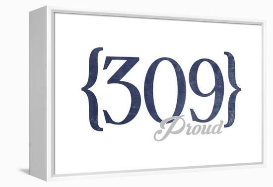 Peoria, Illinois - 309 Area Code (Blue)-Lantern Press-Framed Stretched Canvas