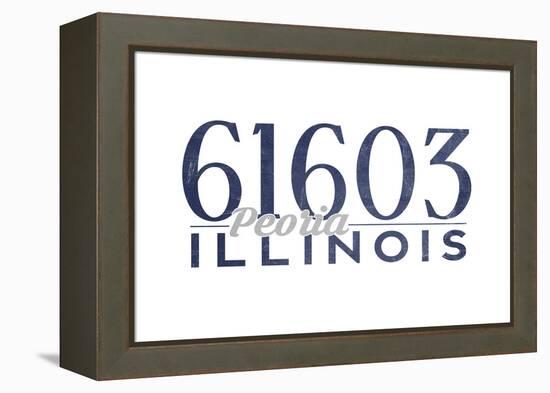 Peoria, Illinois - 61603 Zip Code (Blue)-Lantern Press-Framed Stretched Canvas