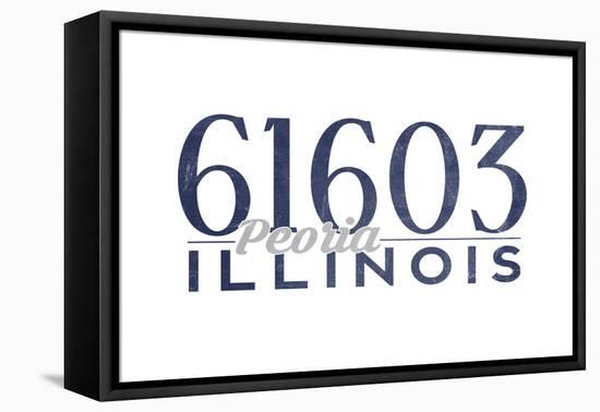 Peoria, Illinois - 61603 Zip Code (Blue)-Lantern Press-Framed Stretched Canvas