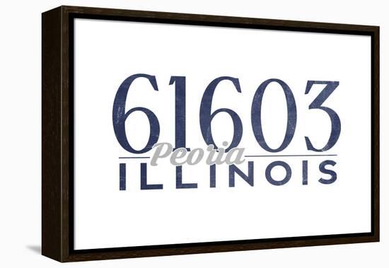 Peoria, Illinois - 61603 Zip Code (Blue)-Lantern Press-Framed Stretched Canvas