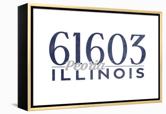 Peoria, Illinois - 61603 Zip Code (Blue)-Lantern Press-Framed Stretched Canvas