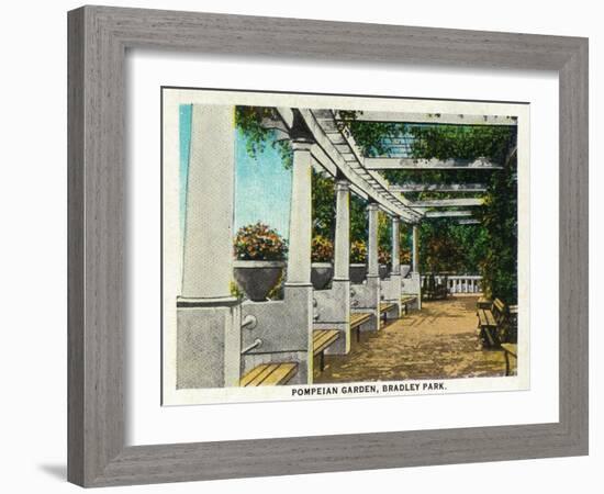 Peoria, Illinois, Bradley Park View of the Pompeian Garden-Lantern Press-Framed Art Print