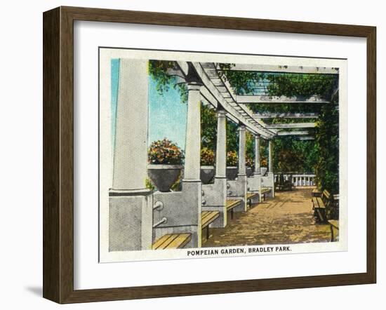 Peoria, Illinois, Bradley Park View of the Pompeian Garden-Lantern Press-Framed Art Print