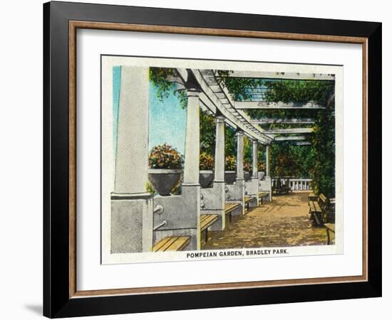 Peoria, Illinois, Bradley Park View of the Pompeian Garden-Lantern Press-Framed Art Print