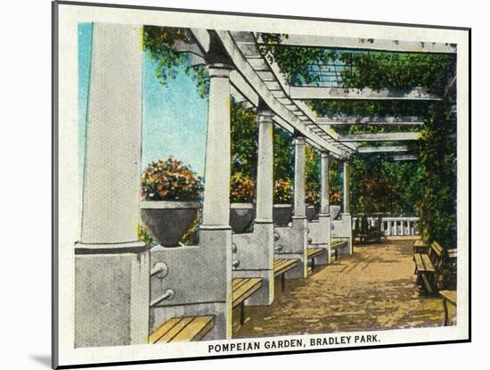 Peoria, Illinois, Bradley Park View of the Pompeian Garden-Lantern Press-Mounted Art Print