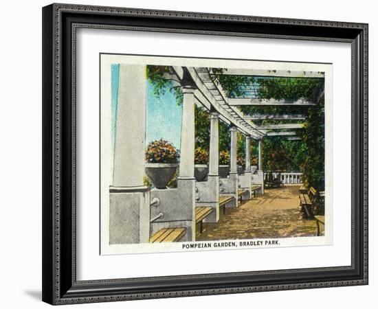 Peoria, Illinois, Bradley Park View of the Pompeian Garden-Lantern Press-Framed Art Print