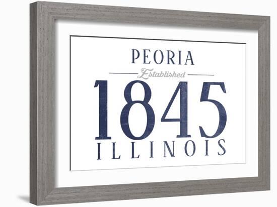 Peoria, Illinois - Established Date (Blue)-Lantern Press-Framed Art Print