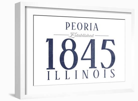 Peoria, Illinois - Established Date (Blue)-Lantern Press-Framed Art Print