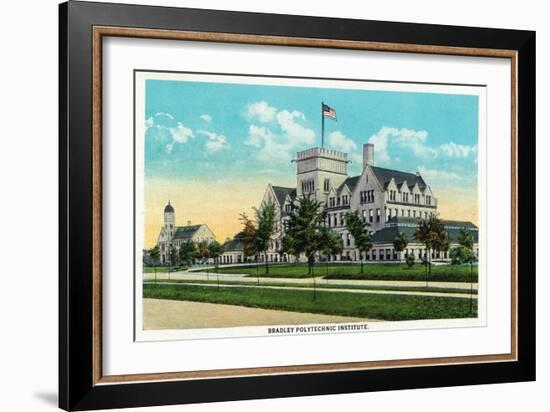 Peoria, Illinois, Exterior View of the Bradley Polytechnic Institute-Lantern Press-Framed Art Print