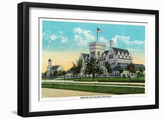 Peoria, Illinois, Exterior View of the Bradley Polytechnic Institute-Lantern Press-Framed Art Print